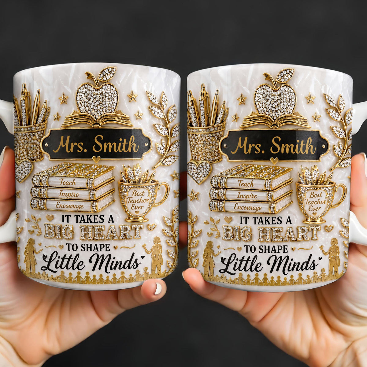 Teacher Gift – Personalized "Teach, Inspire, Encourage" Coffee Mug