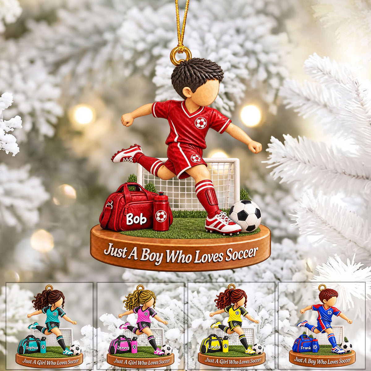 Personalized Soccer Boy Soccer Girl Christmas Ornament