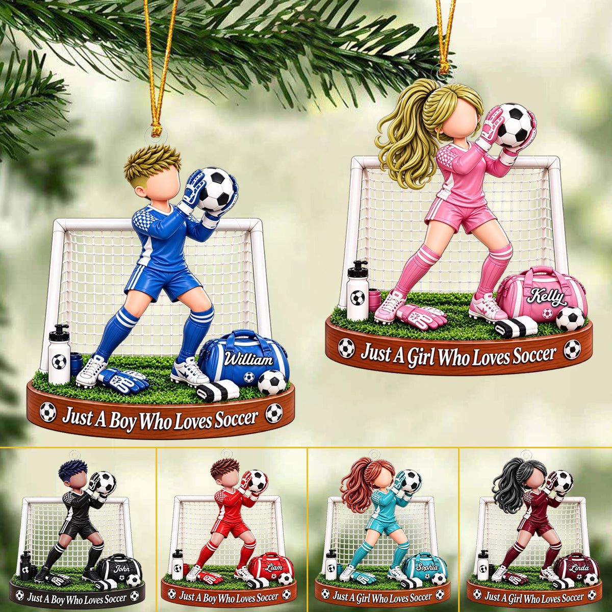 Soccer Goalie Gift - Just A Boy/Girl Who Loves Soccer Personalized Christmas Ornament