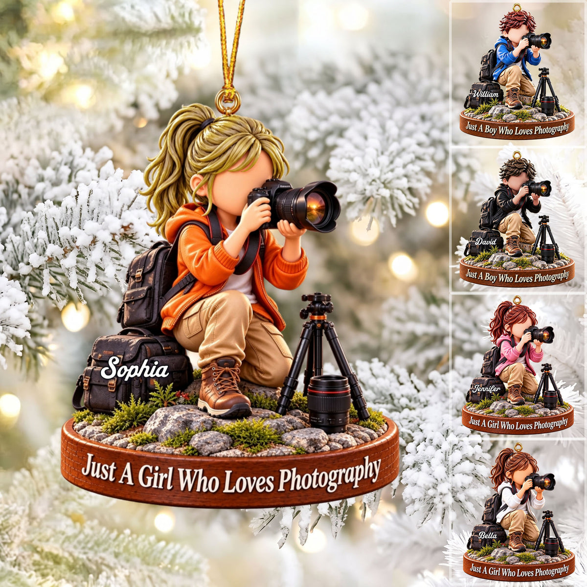 Photographer Gift - Just A Boy Who Loves Photography Personalized Christmas Ornament