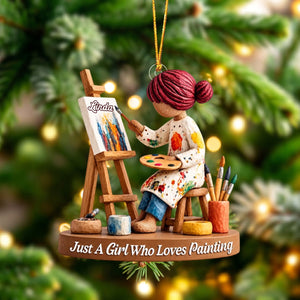 Just A Girl Who Loves Painting - Cute Artist Girl Christmas Ornament, Personalized Gift for Painters