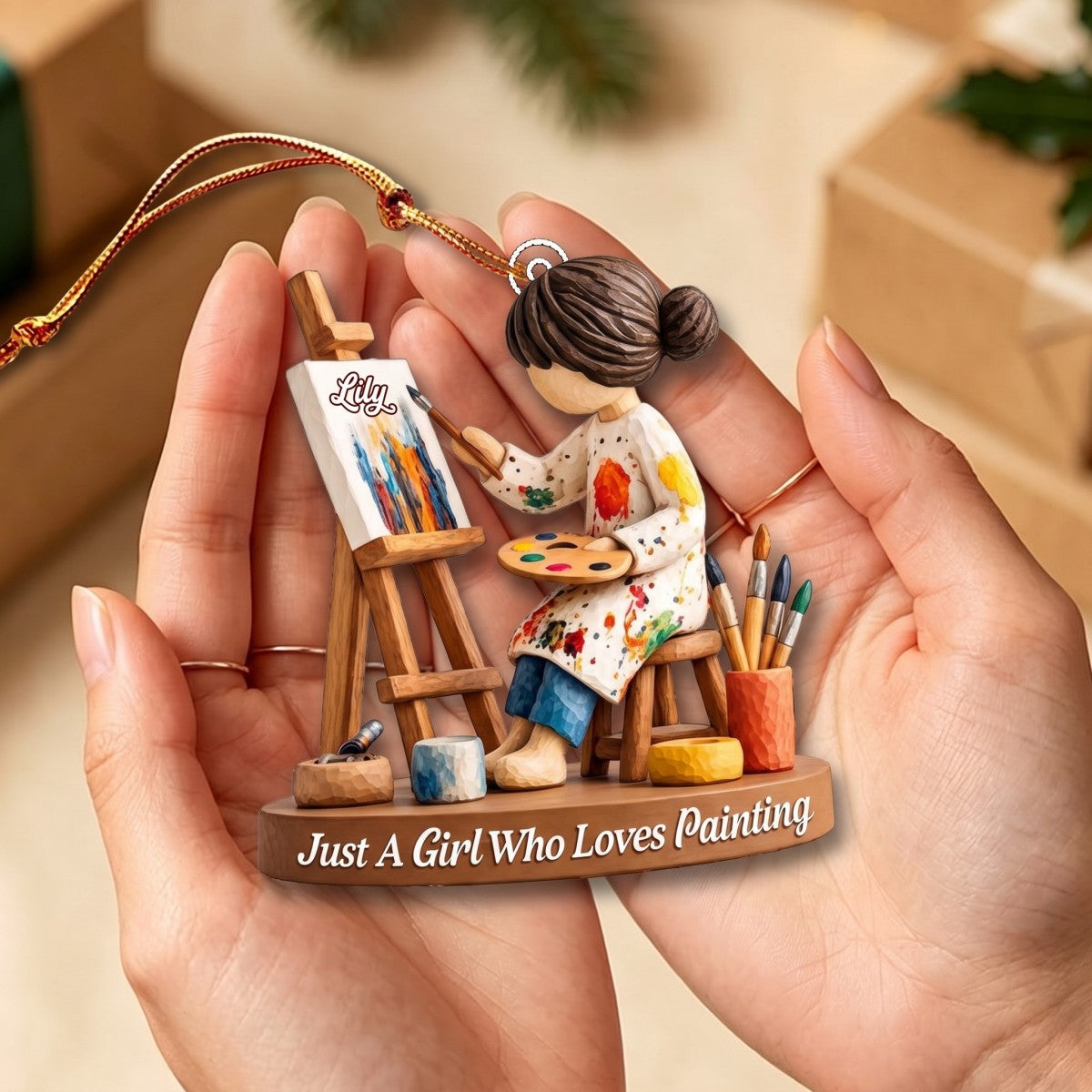 Just A Girl Who Loves Painting - Cute Artist Girl Christmas Ornament, Personalized Gift for Painters