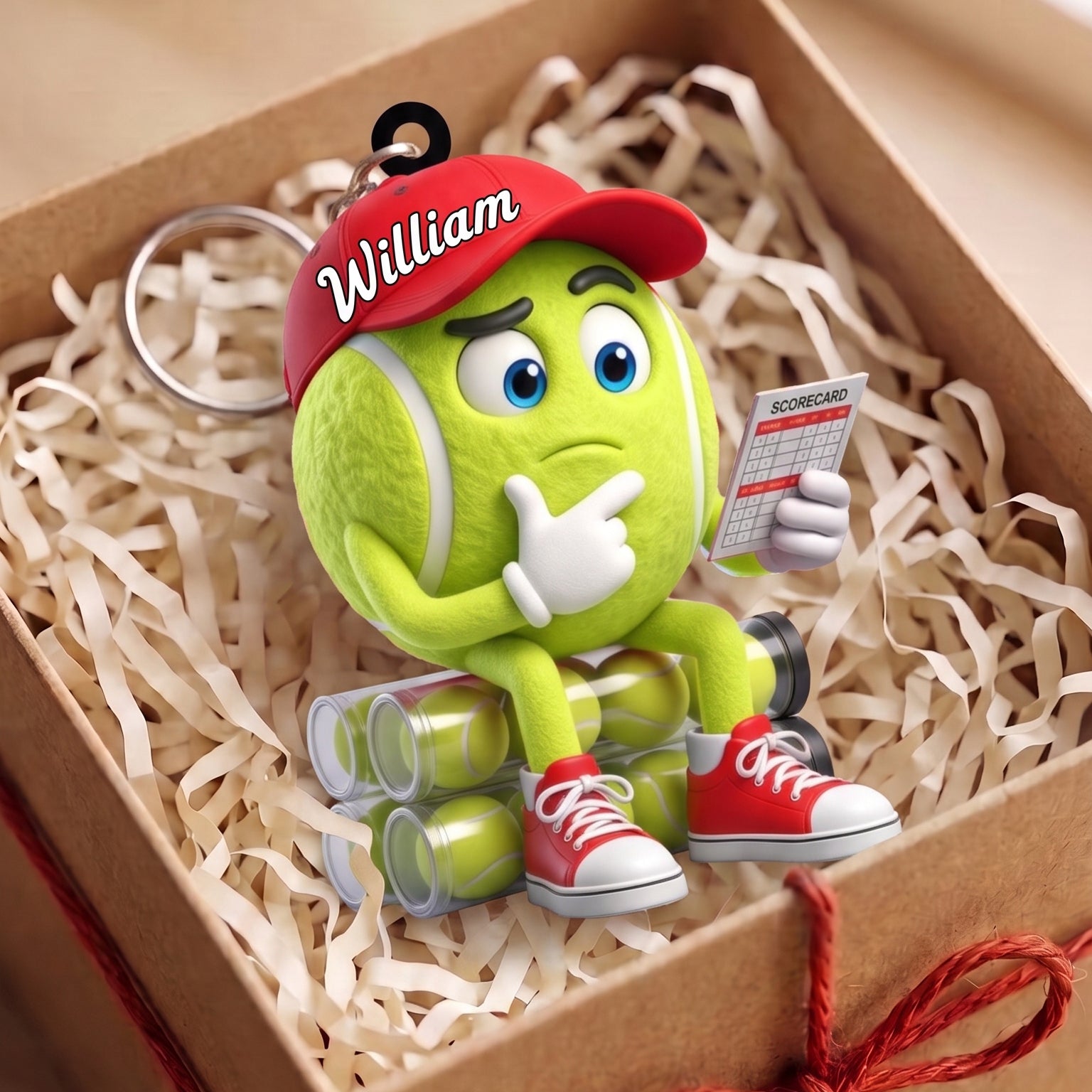 Check The Scorecard Tennis Keychain Personalized Cute Tennis Ball Mascot Keychain
