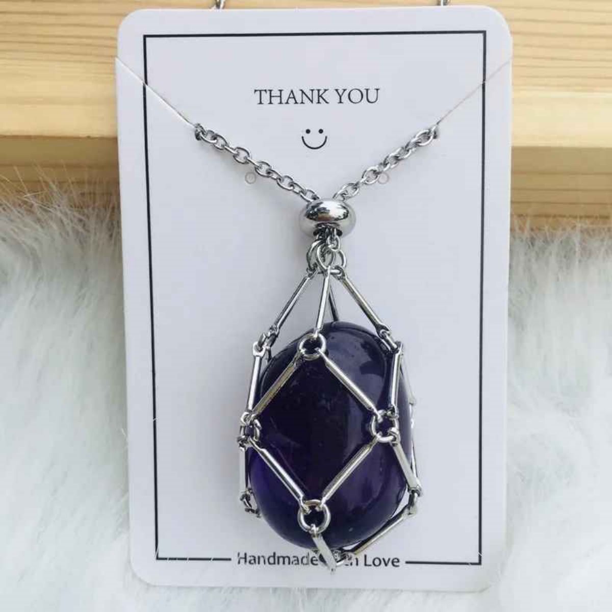 Crystal Gemstone Holder Necklace