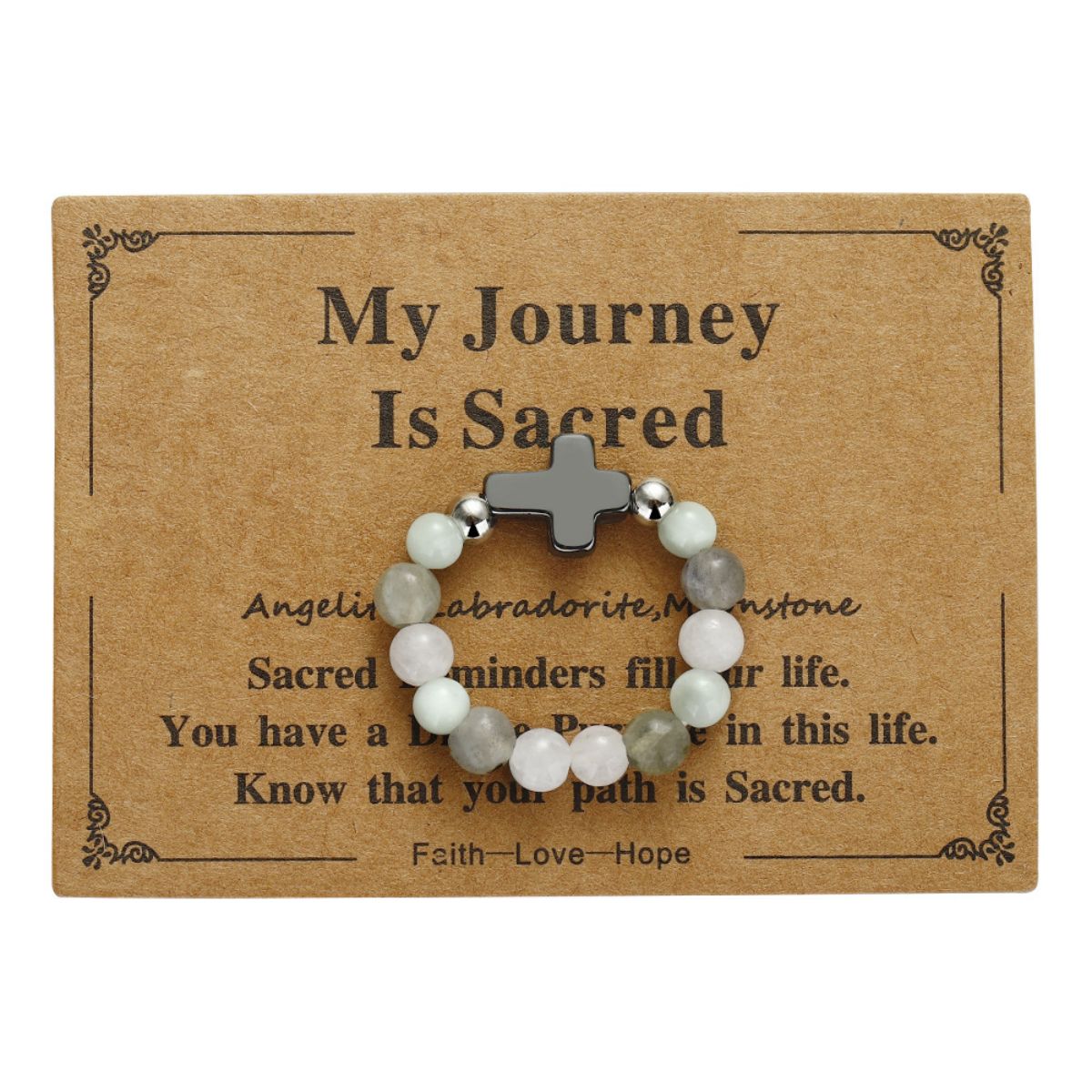 Elastic stone cross ring, angel stone combination copper bead ring