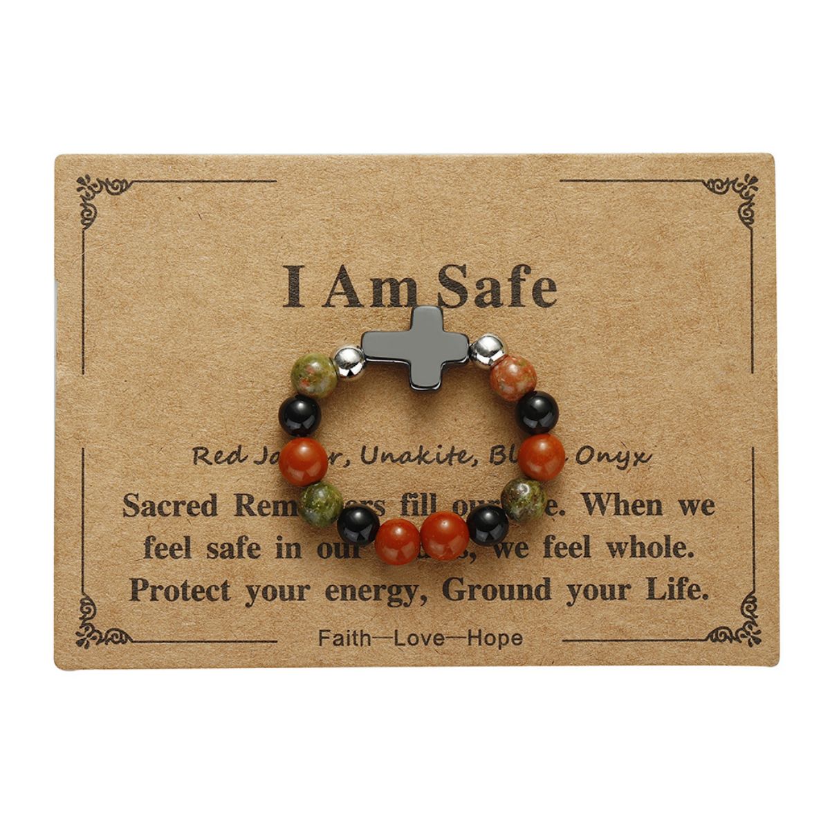 Elastic stone cross ring, angel stone combination copper bead ring