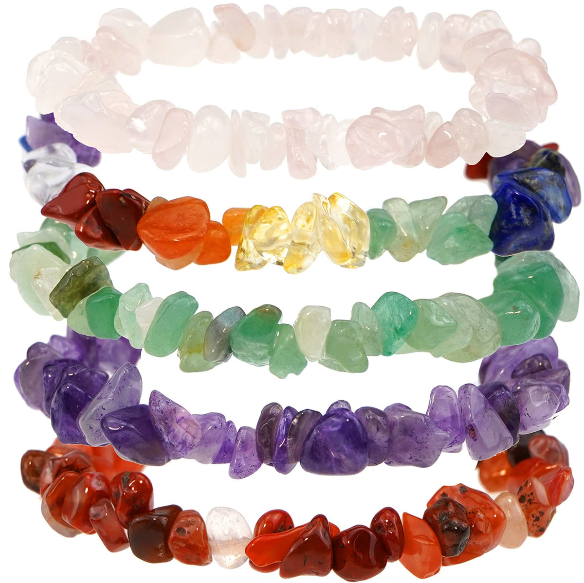Natural chakra bracelet ,Colored bead bracelet ,Crystal stone piece elastic