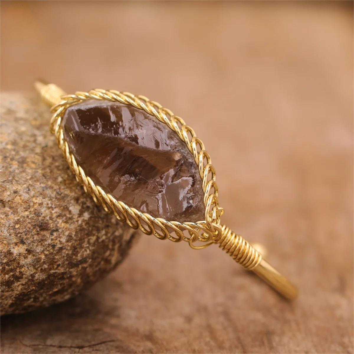 Elegant Amethyst Gold Cuff Bracelet For Her