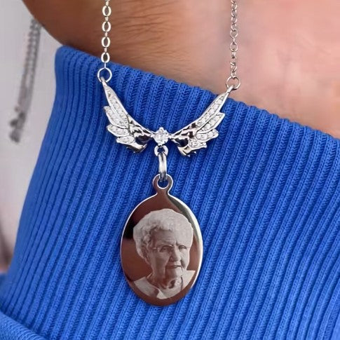 Personalized Photo Guardian Angel Necklace