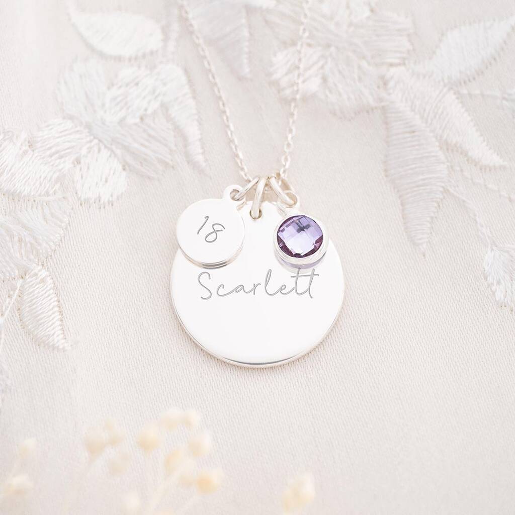 Personalized Birthstone Name Necklace Photo Gift Set