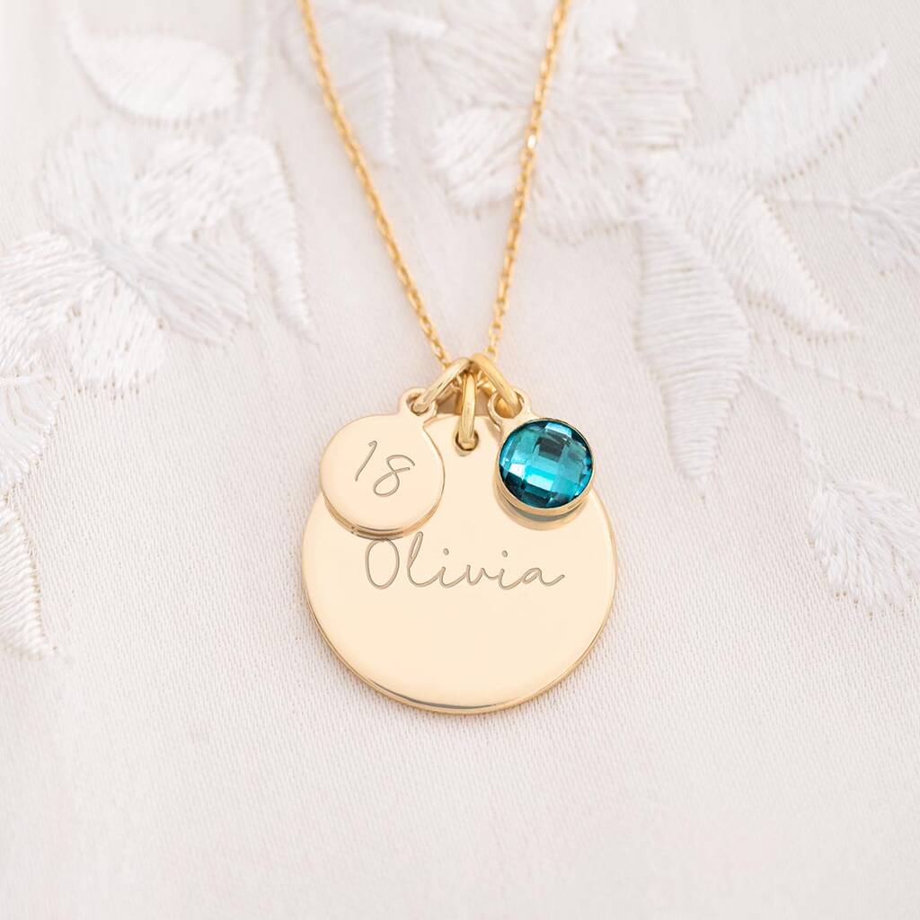 Personalized Birthstone Name Necklace Photo Gift Set