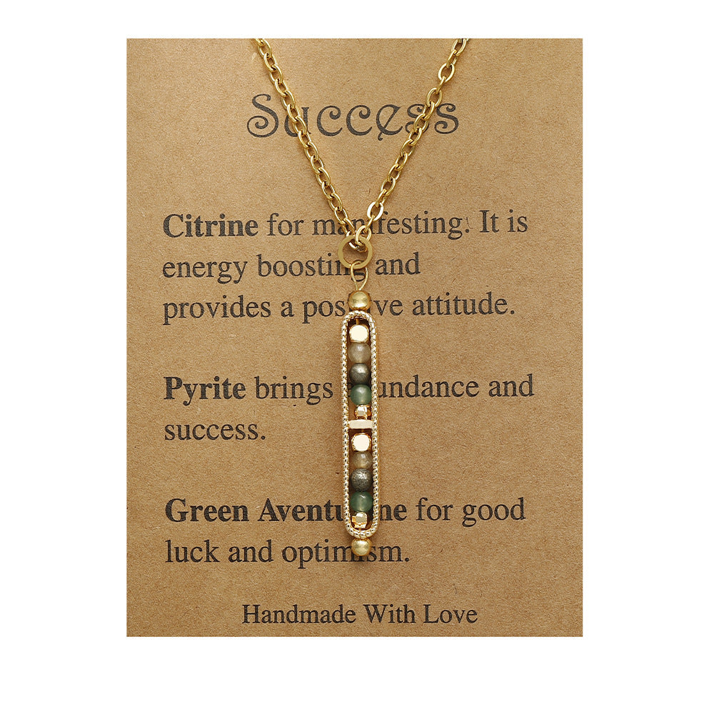 Small Stone Bead Pendant Card Necklace, Amethyst Collar Chain