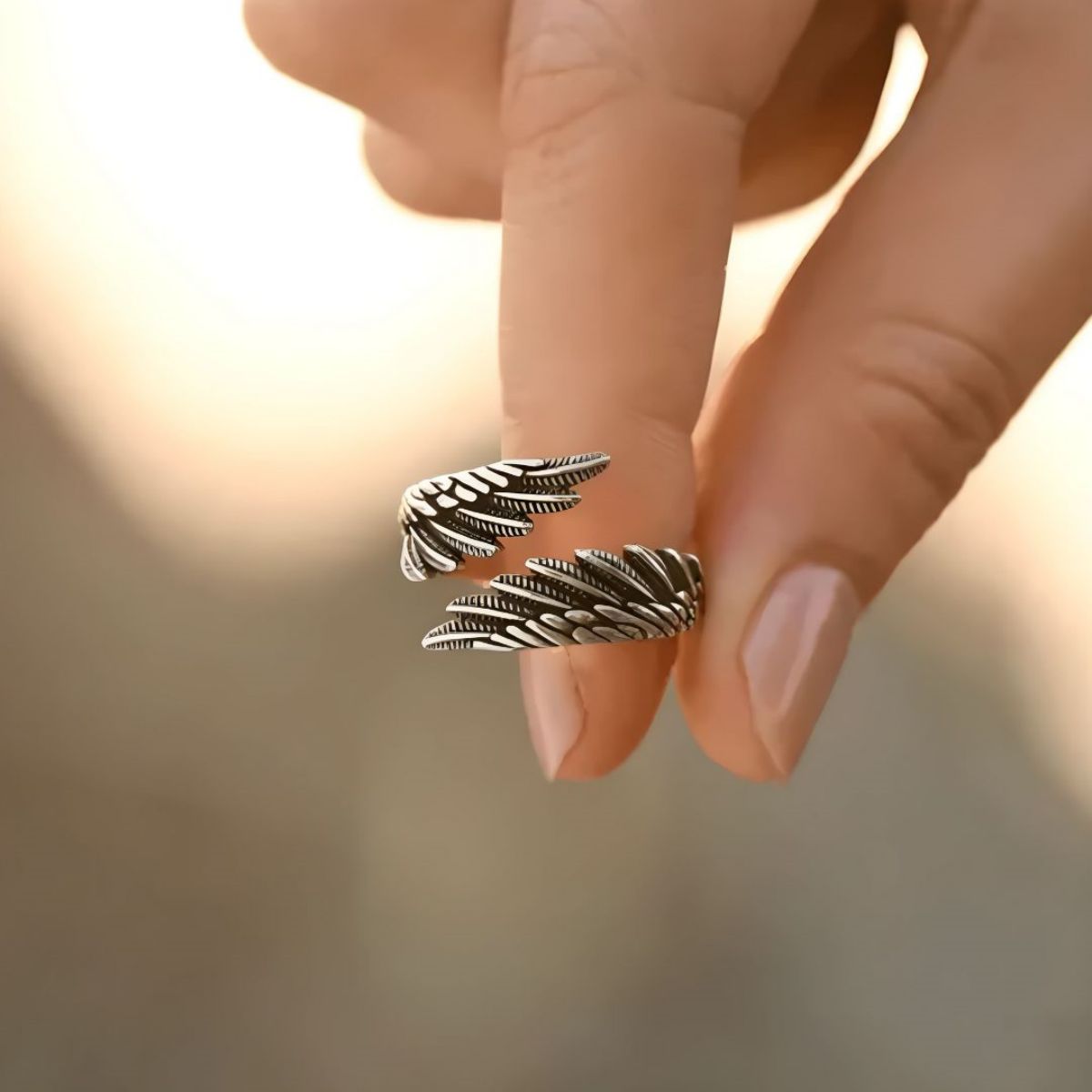 Personalized angel wing ring