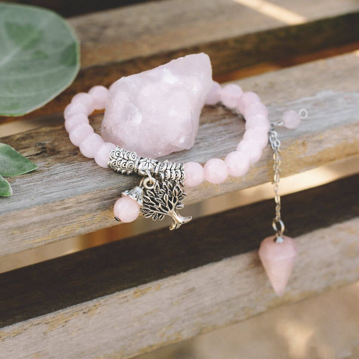 The Rose Quartz Healing Crystal Bracelet Set