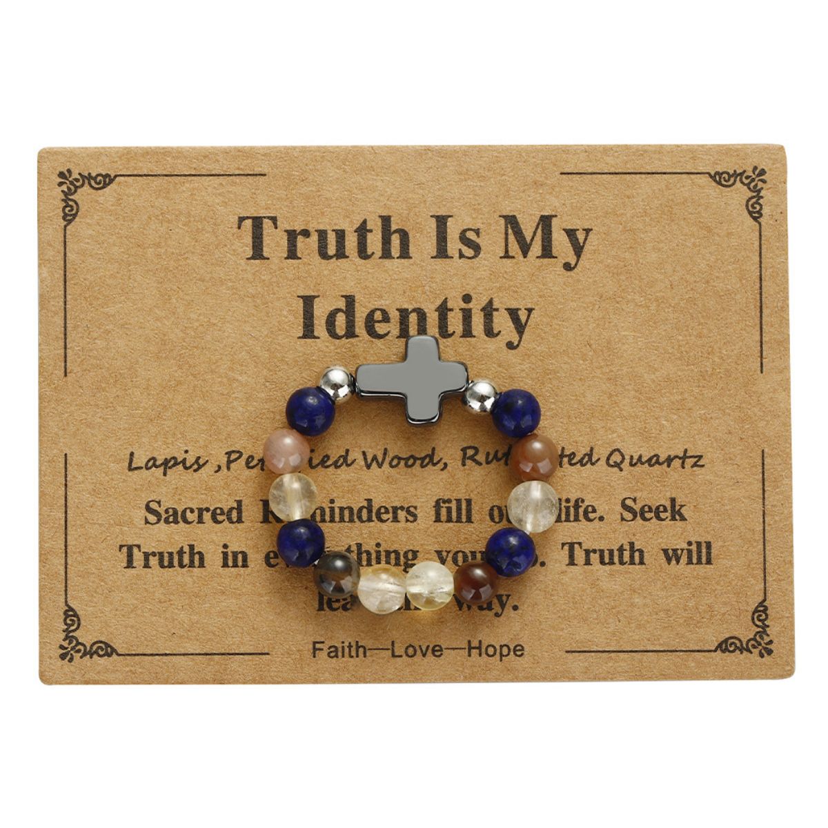 Elastic stone cross ring, angel stone combination copper bead ring