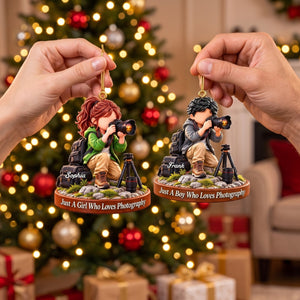 Photographer Gift - Just A Boy Who Loves Photography Personalized Christmas Ornament