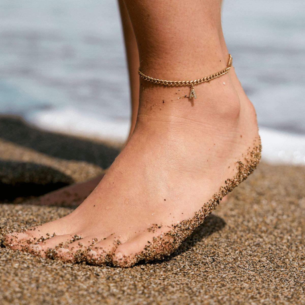 Curb link Initial Anklet