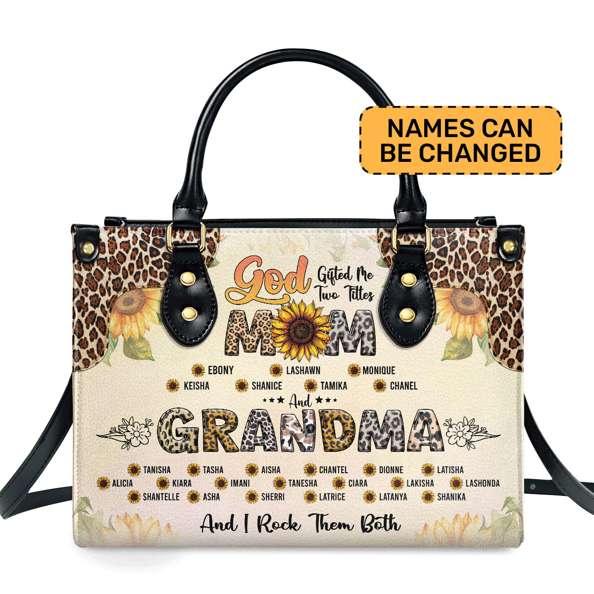 Personalized Leather Handbag - God Gifted Me Two Titles Mom And Grandma And I Rock Them Both