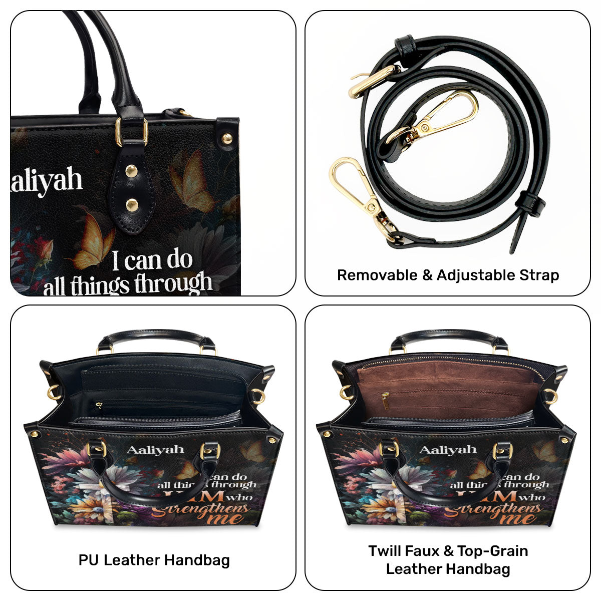 I Can Do All Things Through Him - Personalized Leather Handbag
