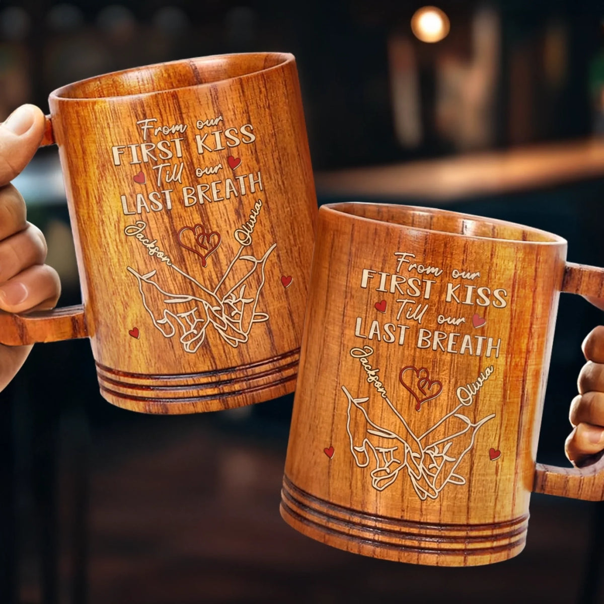 Love Found Its Way Couple Personalized Custom Wooden Mug