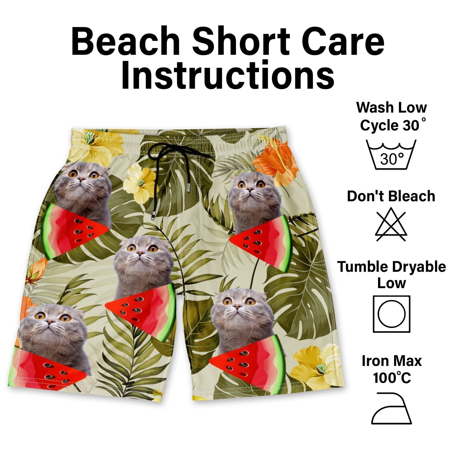Custom Photo Funny Family Pet Face - Personalized Custom Unisex Beach Shorts