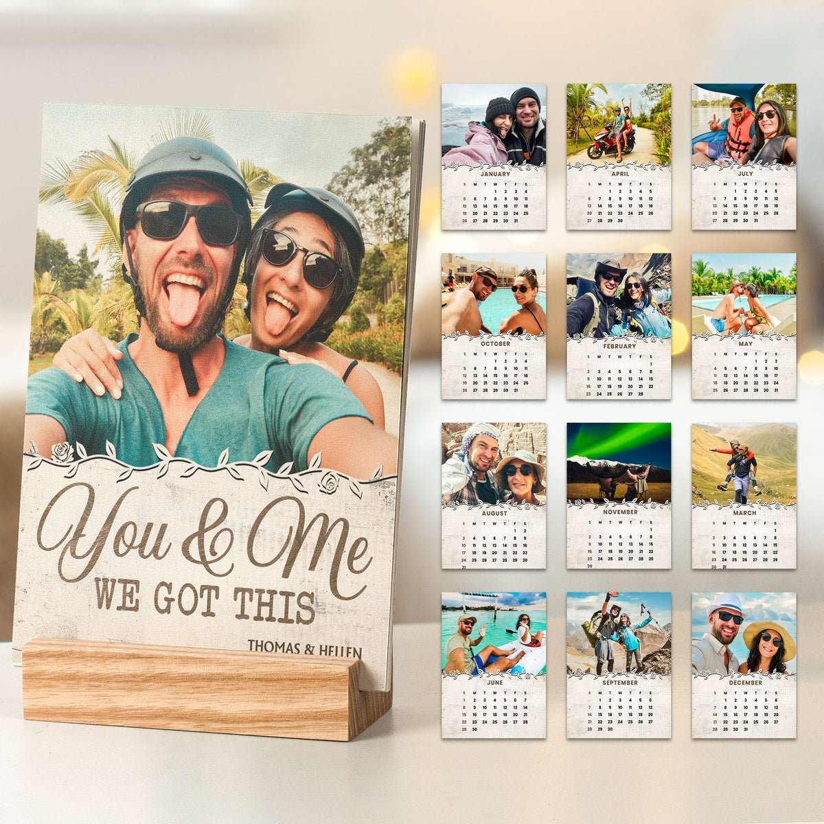 You And Me We Got This - 2025 Vintage Version, Personalized Photo Easel Calendar