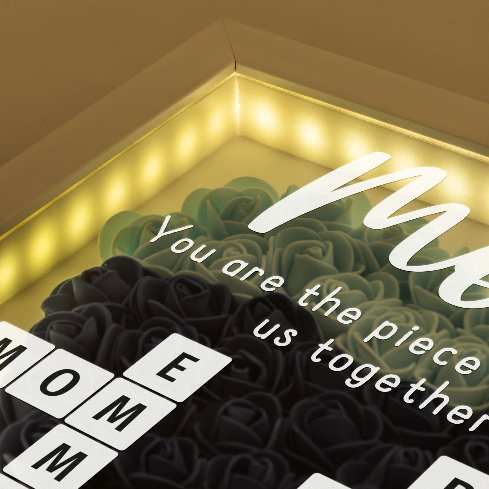 You Are The Piece That Holds Us Together - Personalized Flower Shadow Box With LED Light