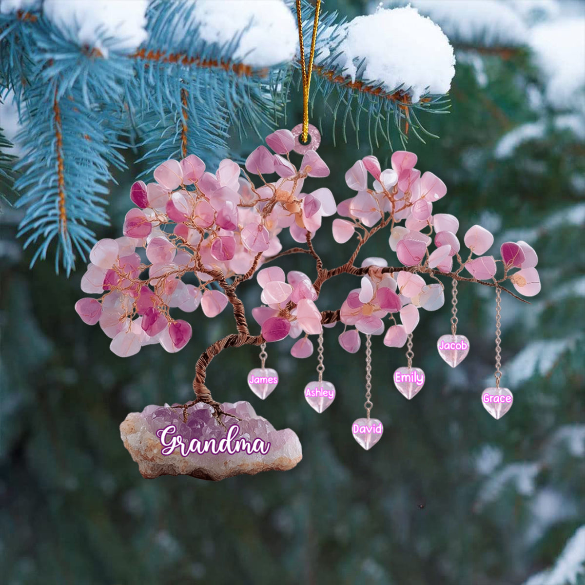 Christmas Gift For Mom/Grandma - Personalized Custom Tree Shaped Acrylic Ornament