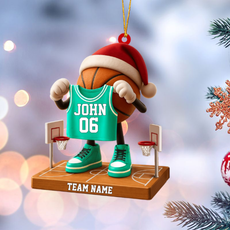 Personalized Christmas Basketball Ornament