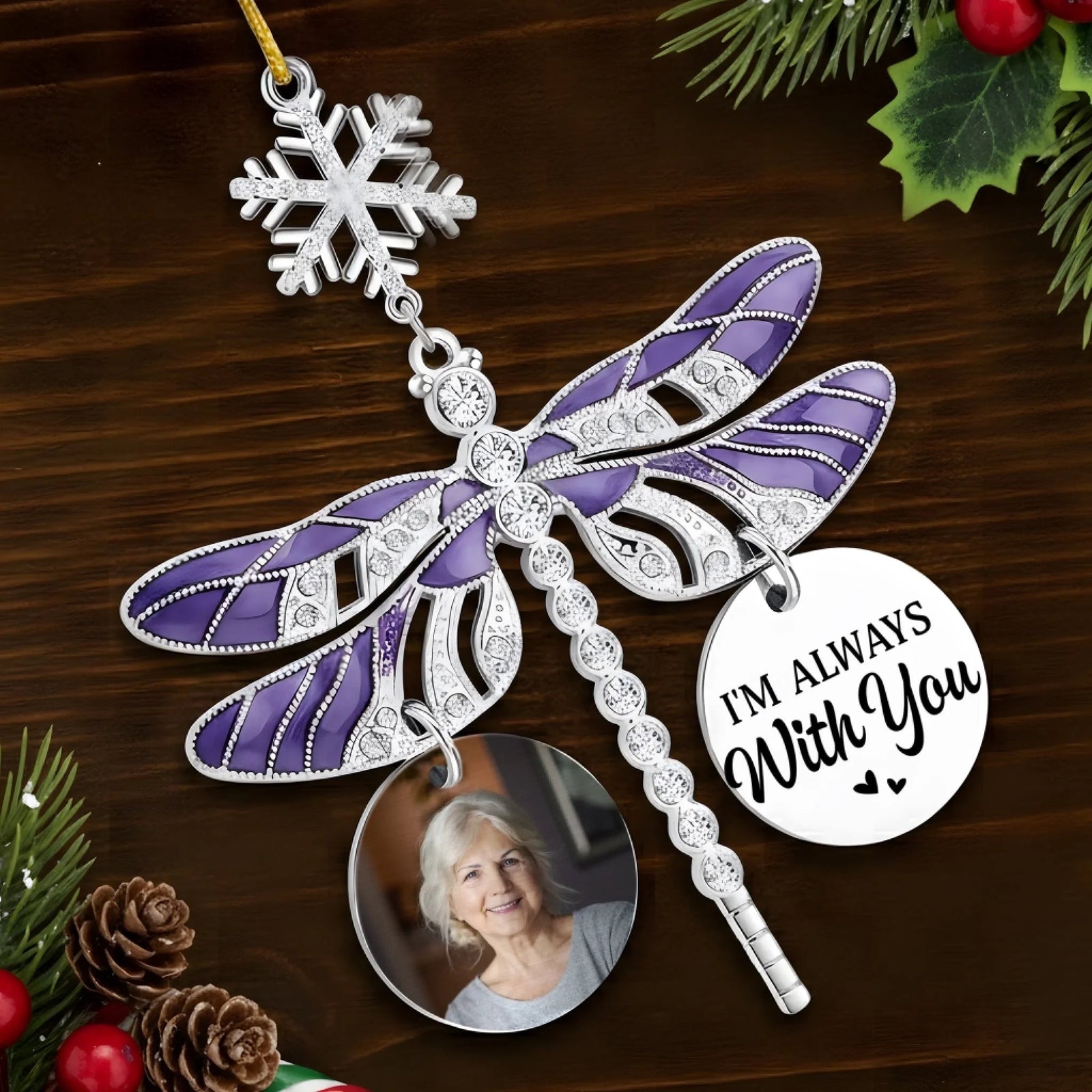 Custom Photo Dragonfly Memorial Ornament - Personalized Memorial Sympathy Gifts For Loss Of Mom, Dad - A Heart Remembered Through Time