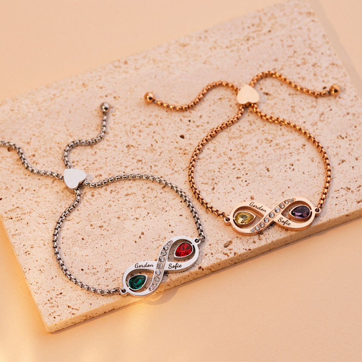 Infinite Love - Personalized Tears Of Joy Birthstones Bracelet