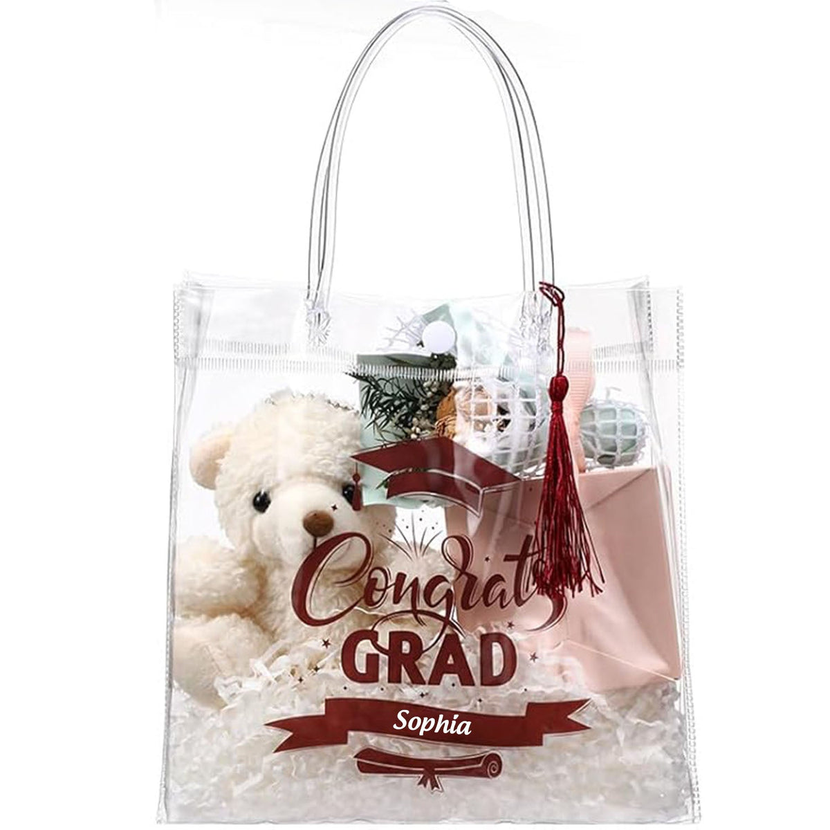 Sweetude 2026 Graduation Clear Gift Personalized Bags with Tassel Bulk, Congrats Grad