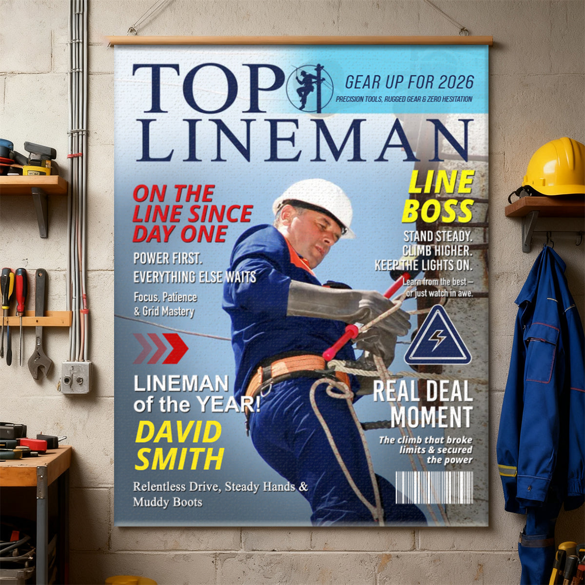 Personalized Lineman Magazine Cover, Custom Powerline Worker Gift, Birthday, Retirement & Utility Worker Keepsake
