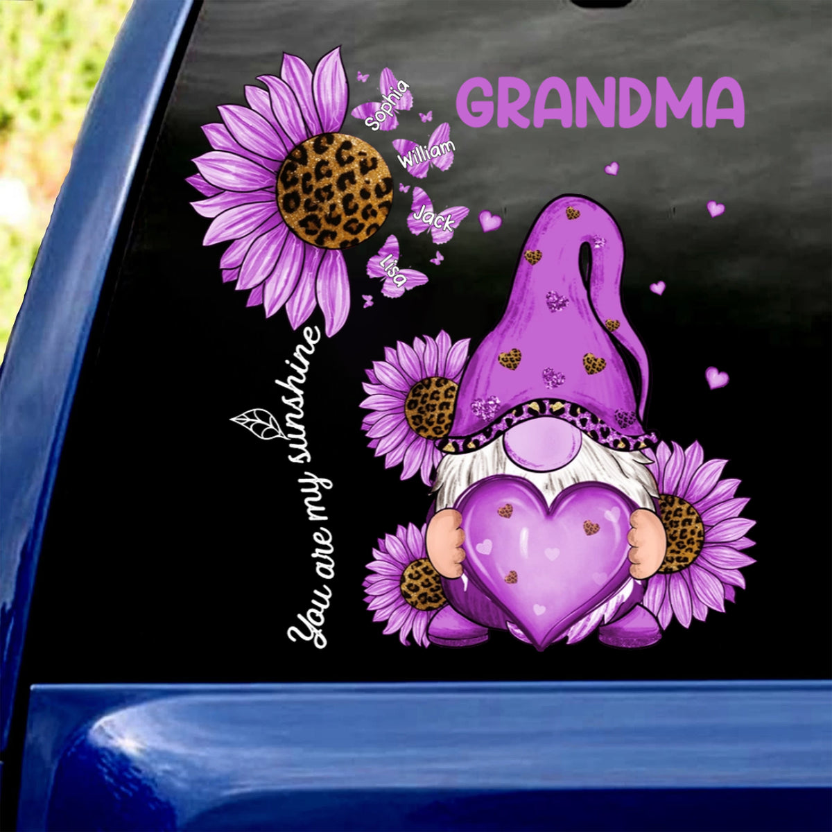 Unique Leopard Grandma Mom Butterfly Kids Personalized Decal