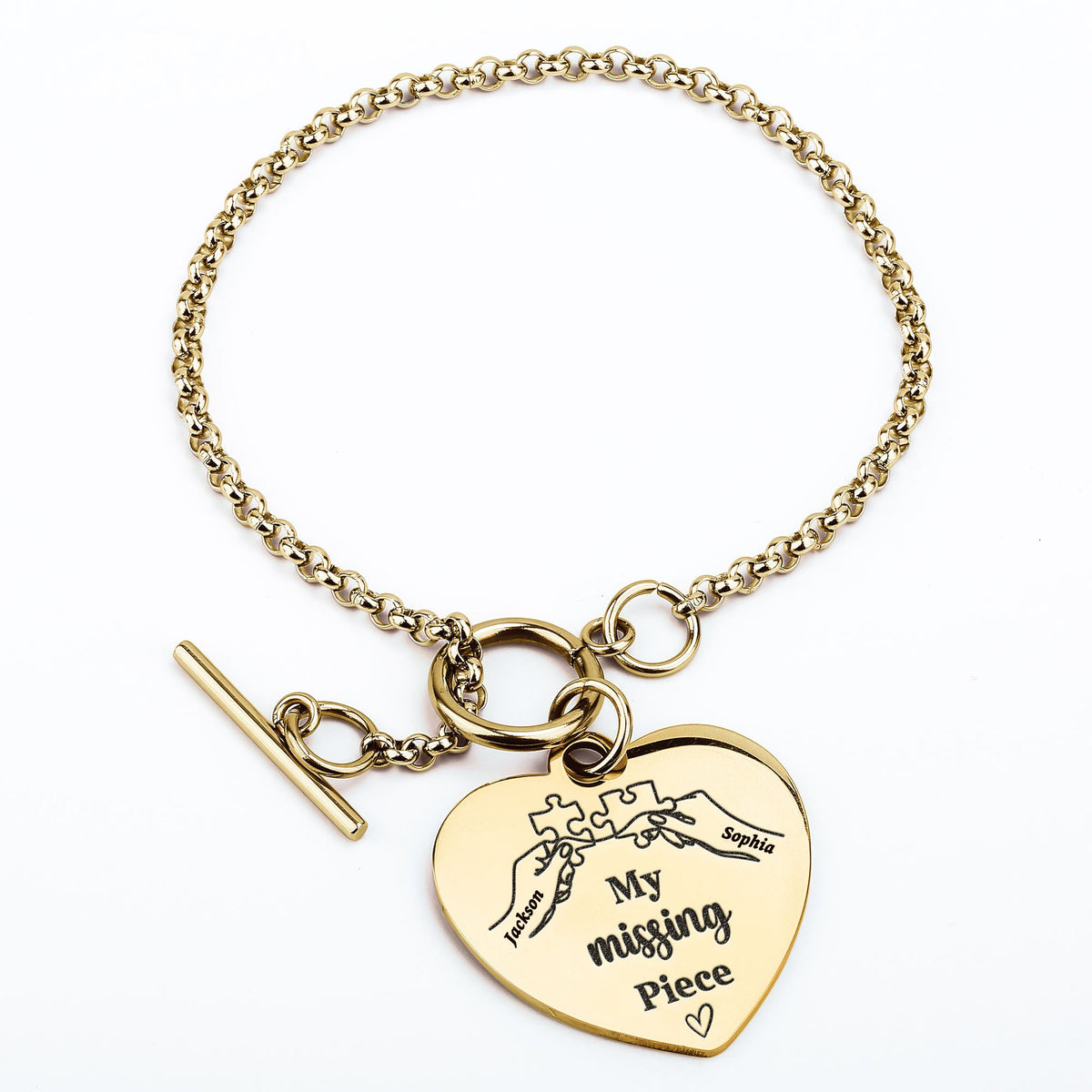 Personalized Heart Bracelet Gift For Couple -  My Missing Piece