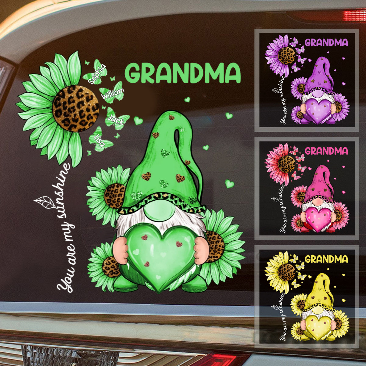 Unique Leopard Grandma Mom Butterfly Kids Personalized Decal