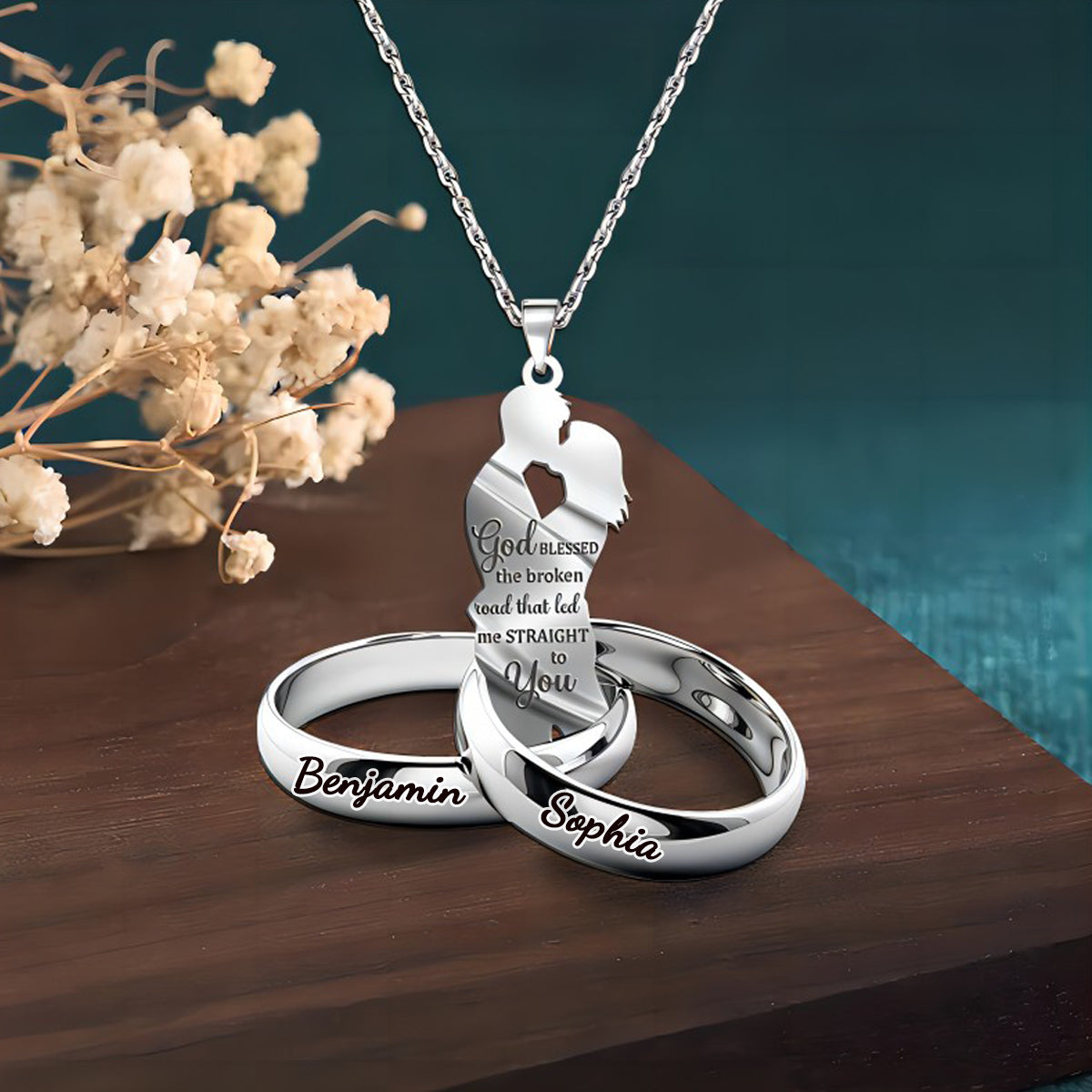 Couple Gift Couple Rings Personalized Stainless Steel Necklace