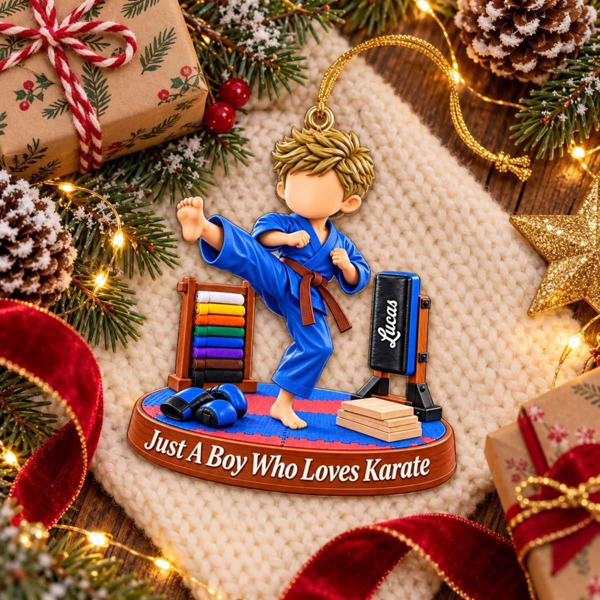 Karate Gift - Personalized Karate Boy Karate Girl Christmas Ornament