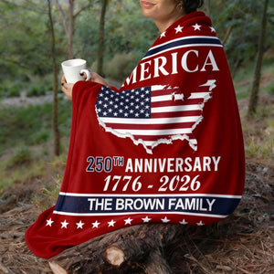 America 250th Anniversary Blanket Personalized Family Name Blanket