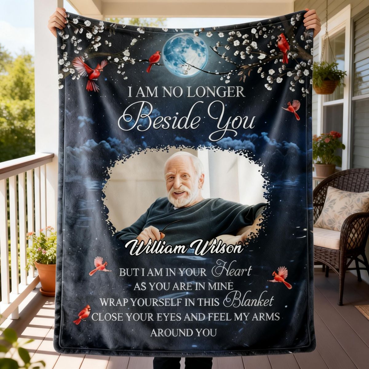 A Hug From Heaven When You Really Miss Me Memorial - Custom Photo Personalized Fleece Blanket