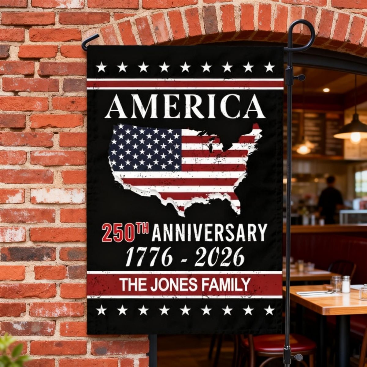 America 250th Anniversary Garden Flag Personalized Family Name