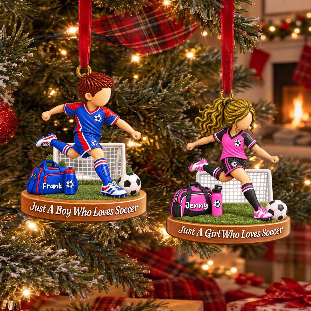 Personalized Soccer Boy Soccer Girl Christmas Ornament