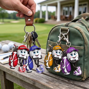 Arms Crossed Golf Ball Keychain - Personalized Cute Golf Mascot Keychain Gift for Male & Female Golfer