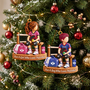 Personalized Pickleball Boy Girl Christmas Ornament - Custom Pickleball Player Gift