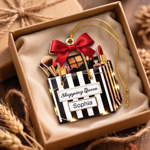 Lipstick Beauty Brush Christmas Ornament - Personalized Gift For Makeup Lovers