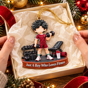 Gym Gift - Just A Boy Who Loves Fitness Personalized Christmas Ornament