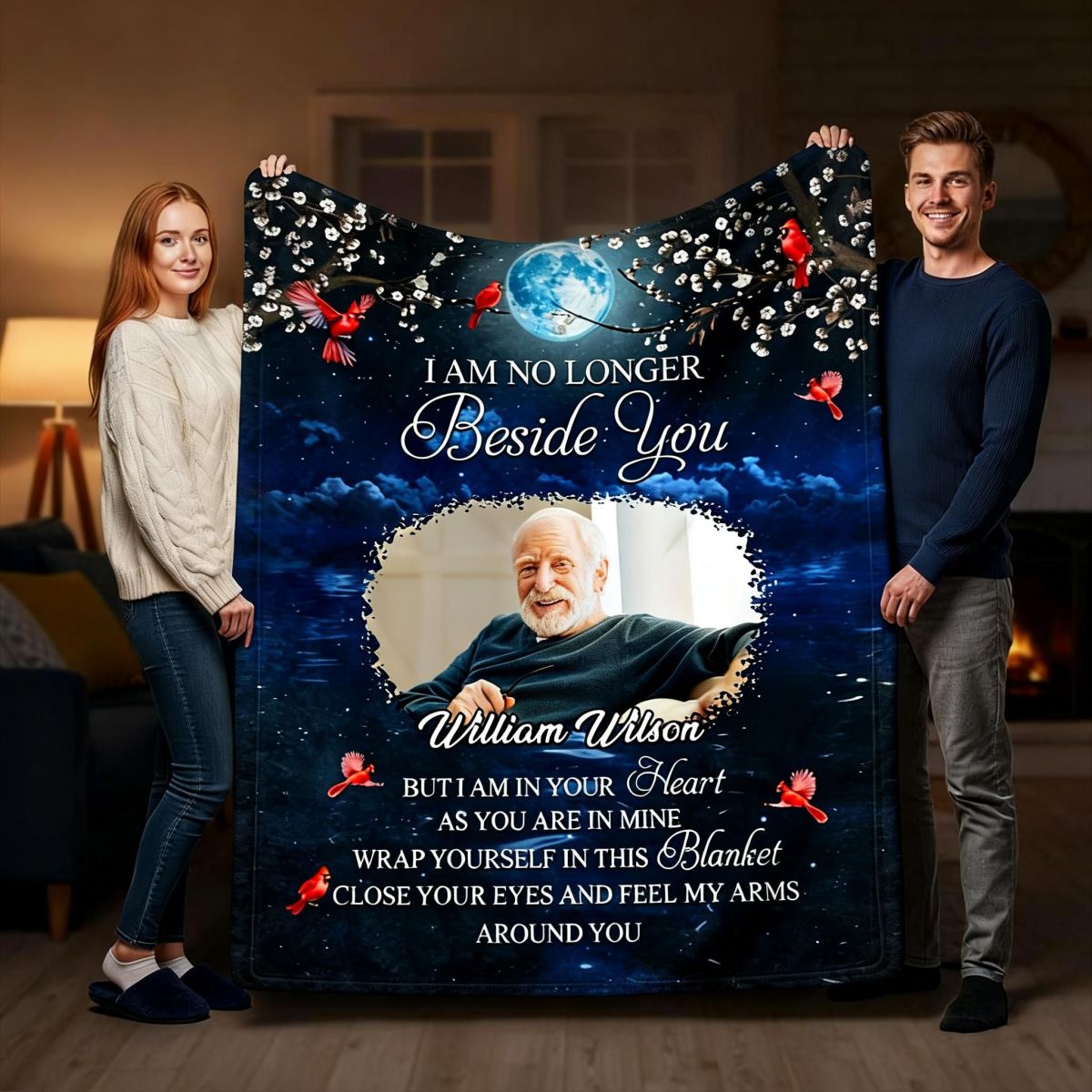 A Hug From Heaven When You Really Miss Me Memorial - Custom Photo Personalized Fleece Blanket