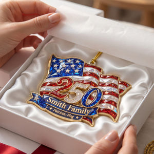 Personalized 1776–2026 Patriotic Flag Acrylic Ornament – America 250th Family Keepsake Gift