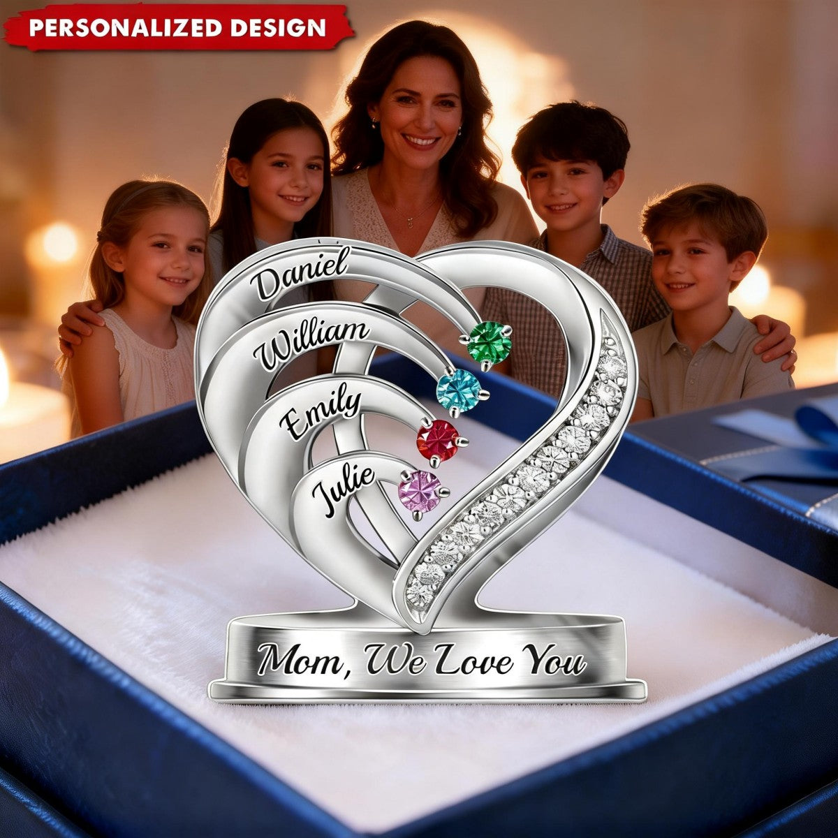 A Heart Full Of Sparkle - Personalized Birthstone Acrylic Plaque, Gifts For Mom, Grandma