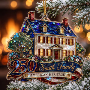 Custom Shape American House Personalized Acrylic Ornament – America 250th Family Keepsake